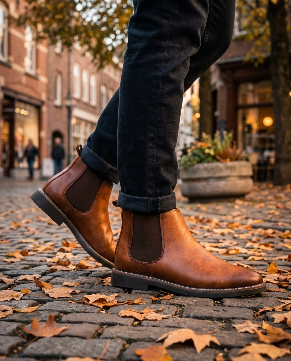 Men's Chelsea Boots Faux Leather Elastic Side Timeless Design Elegant Versatile Comfortable Boots | Sansoti