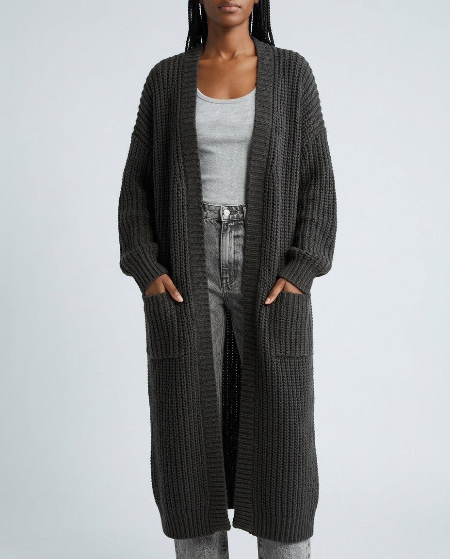 Dames Lang Vest Oversized Gebreid Cardigan Longline Cozy Knitwear Zachte Brei Warm Comfort Voor Koele Dagen | Sansoti