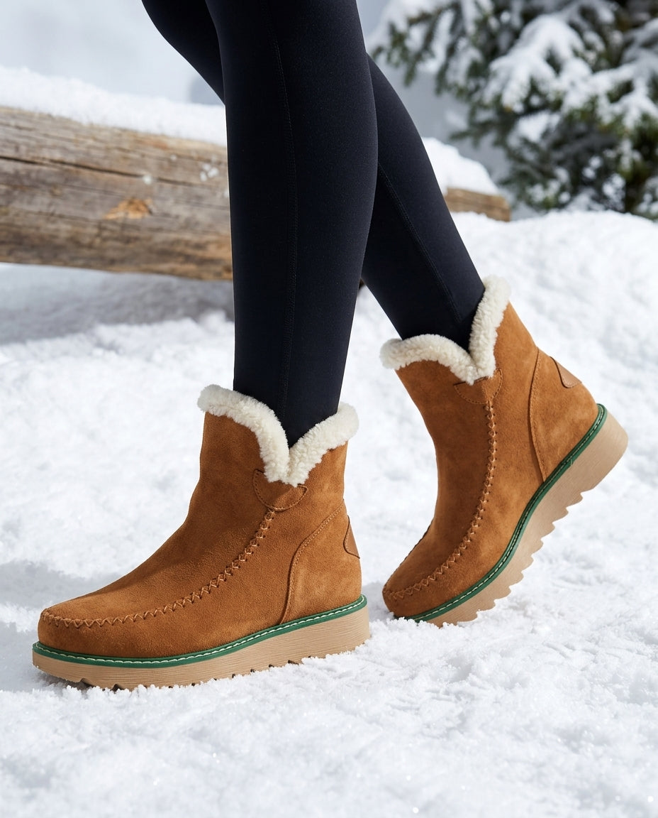 Dames Plateauschoenen met Fleecevoering - Winterschoenen Instapmodel - Warme Gevoerde Laarzen voor Dames | Sansoti