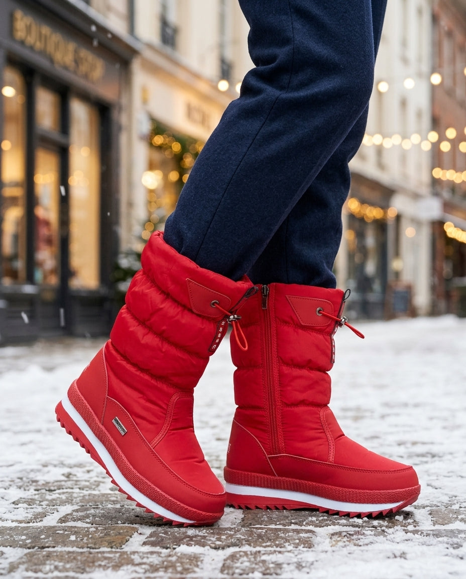 Waterproof Lined Winter Boots for Women, Warm and Comfortable, with Non-Slip Sole, Zipper and Lace-Up Closure, Snow Boots | Sansoti