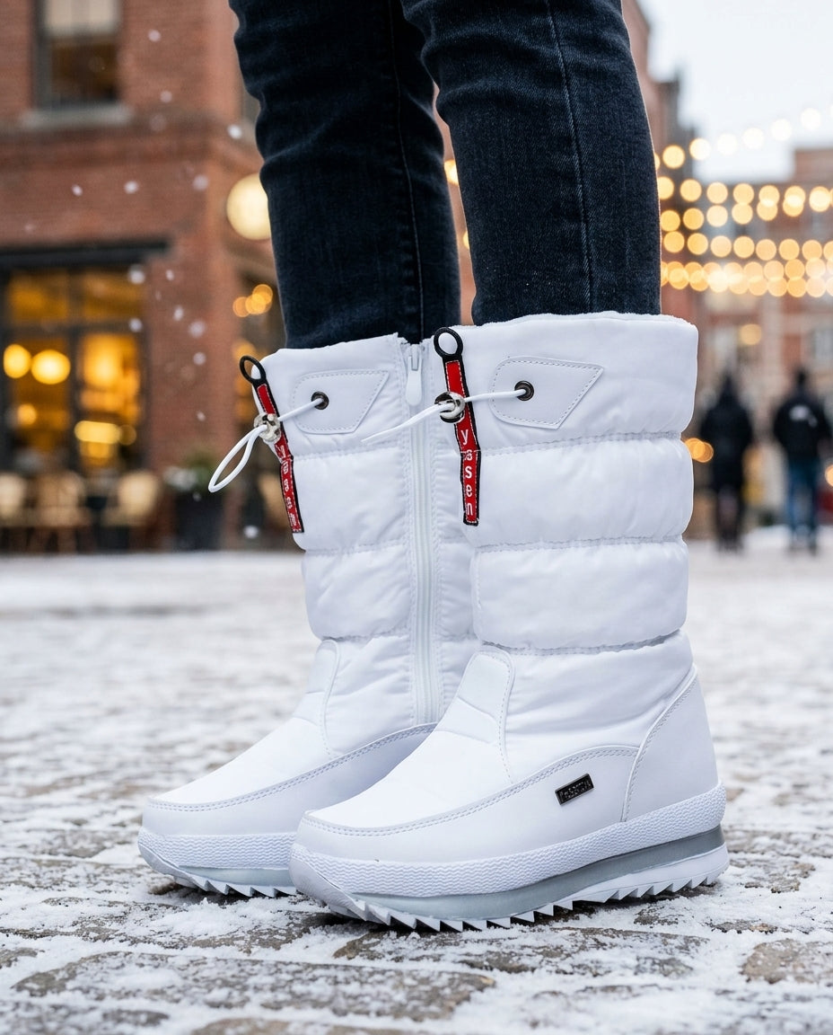 Waterproof Lined Winter Boots for Women, Warm and Comfortable, with Non-Slip Sole, Zipper and Lace-Up Closure, Snow Boots | Sansoti