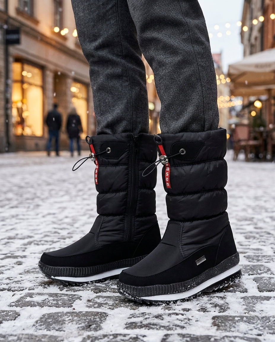 Waterproof Lined Winter Boots for Women, Warm and Comfortable, with Non-Slip Sole, Zipper and Lace-Up Closure, Snow Boots | Sansoti