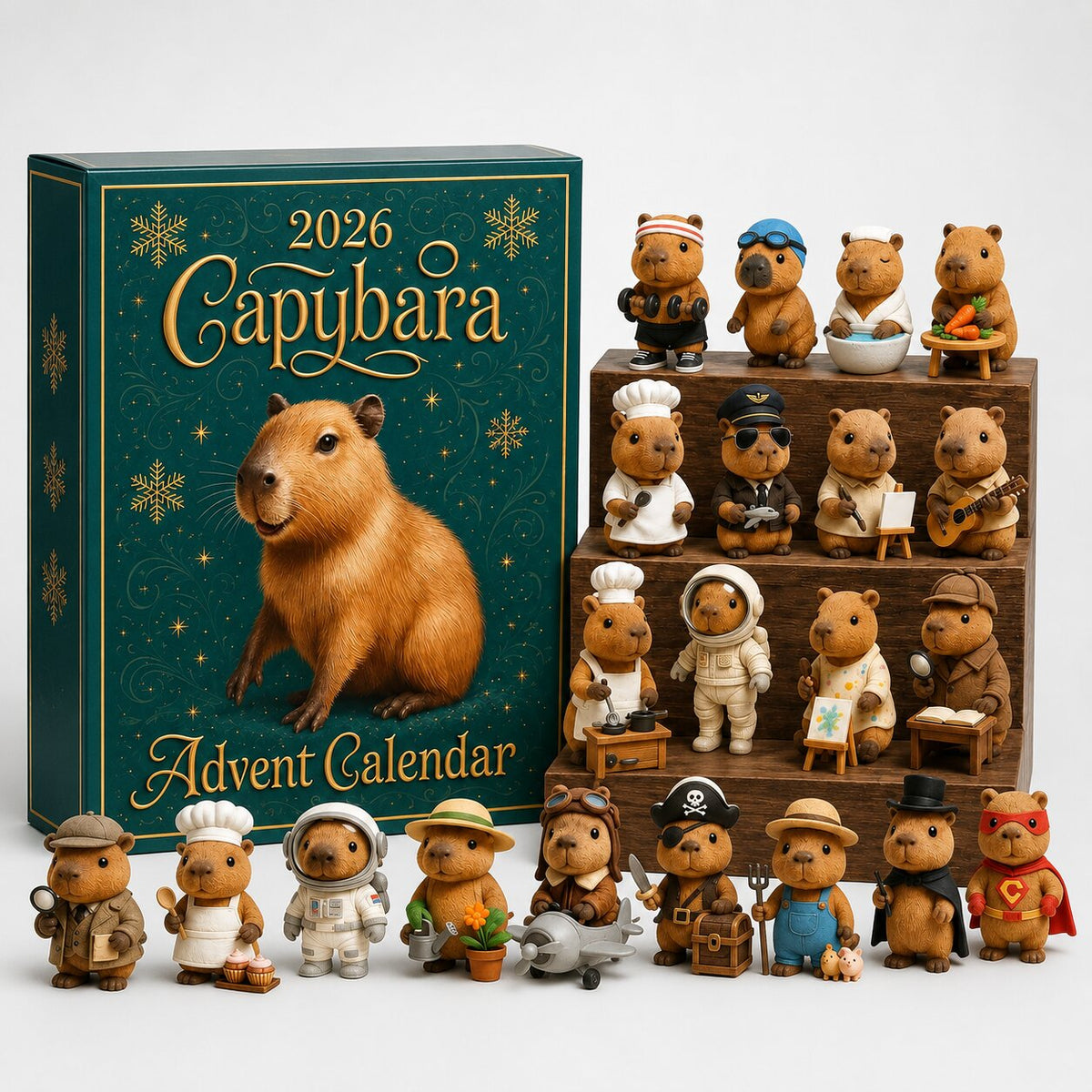 Capybara-Adventskalender 24 Tage Weihnachtsüberraschung für Kinder Tiermotiv Countdown-Kalender Weihnachtsgeschenk Dekoration | Sansoti