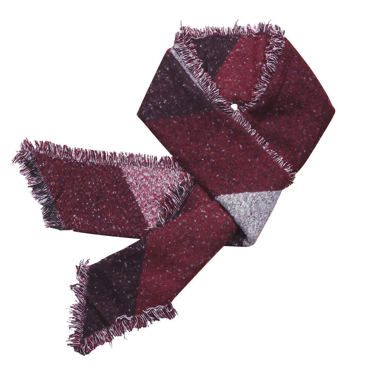 Oversized Wool-Blend Scarf 250x70cm Gray Red Women's Winter Accessory Soft Wrap Autumn Checked Warm | Sansoti