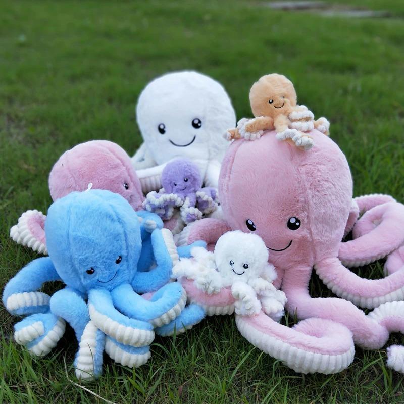 Weiches XXL-Oktopus-Kuscheltier – Plüsch-Dekokissen 40–80 cm – Spielzeug, Dekoration und Geschenk fürs Kinderzimmer | Sansoti