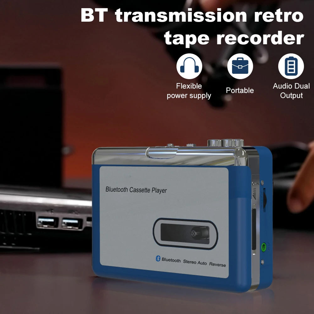 Draagbare Cassettespeler met Bluetooth en Auto-Reverse Functie voor Nostalgische Retro Muziekbeleving | Sansoti