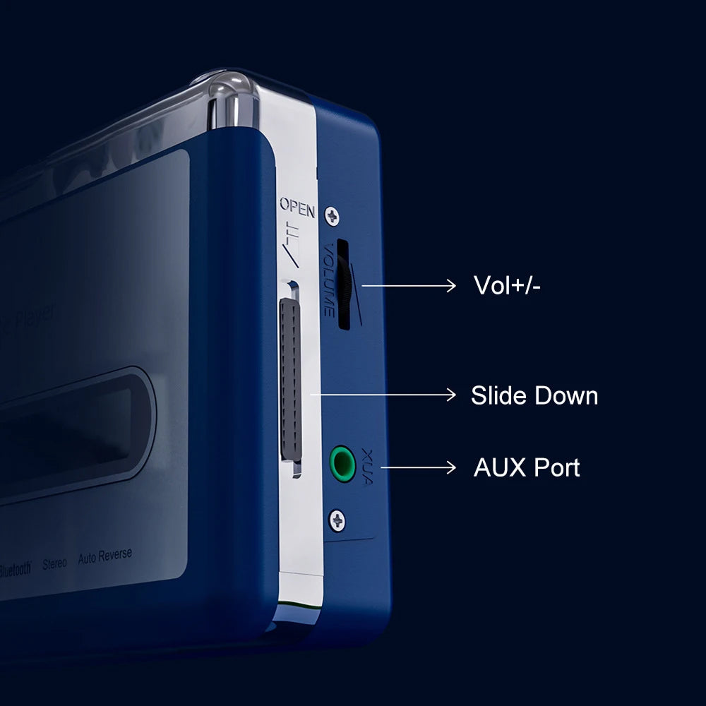 Draagbare Cassettespeler met Bluetooth en Auto-Reverse Functie voor Nostalgische Retro Muziekbeleving | Sansoti