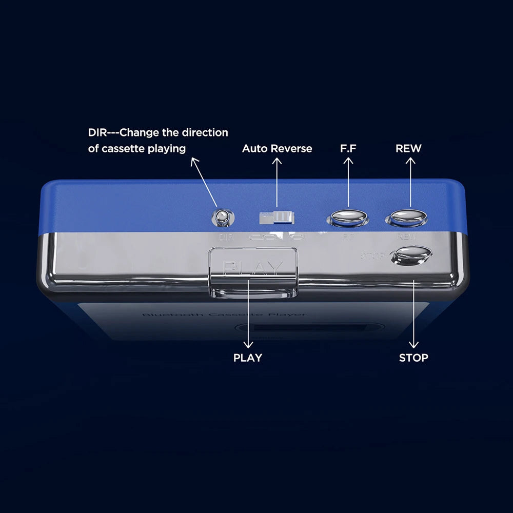 Draagbare Cassettespeler met Bluetooth en Auto-Reverse Functie voor Nostalgische Retro Muziekbeleving | Sansoti