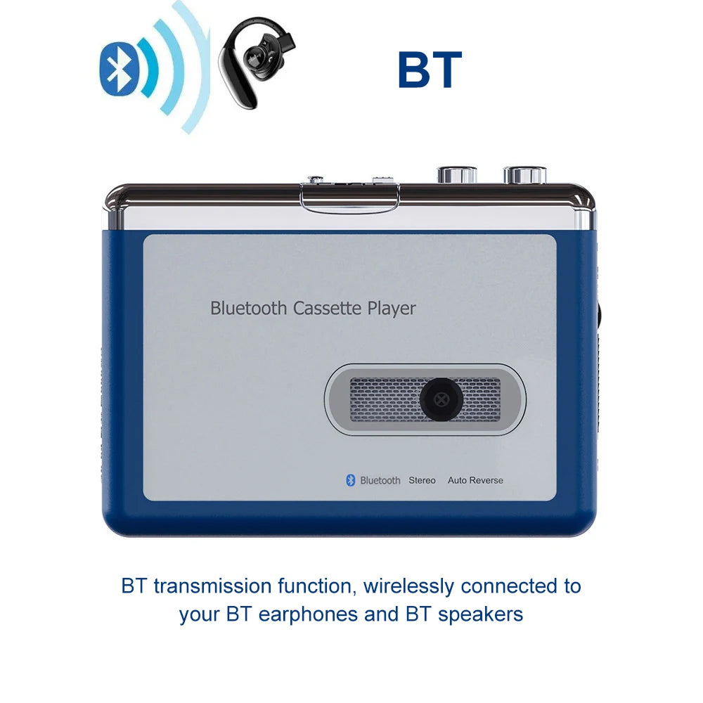 Draagbare Cassettespeler met Bluetooth en Auto-Reverse Functie voor Nostalgische Retro Muziekbeleving | Sansoti