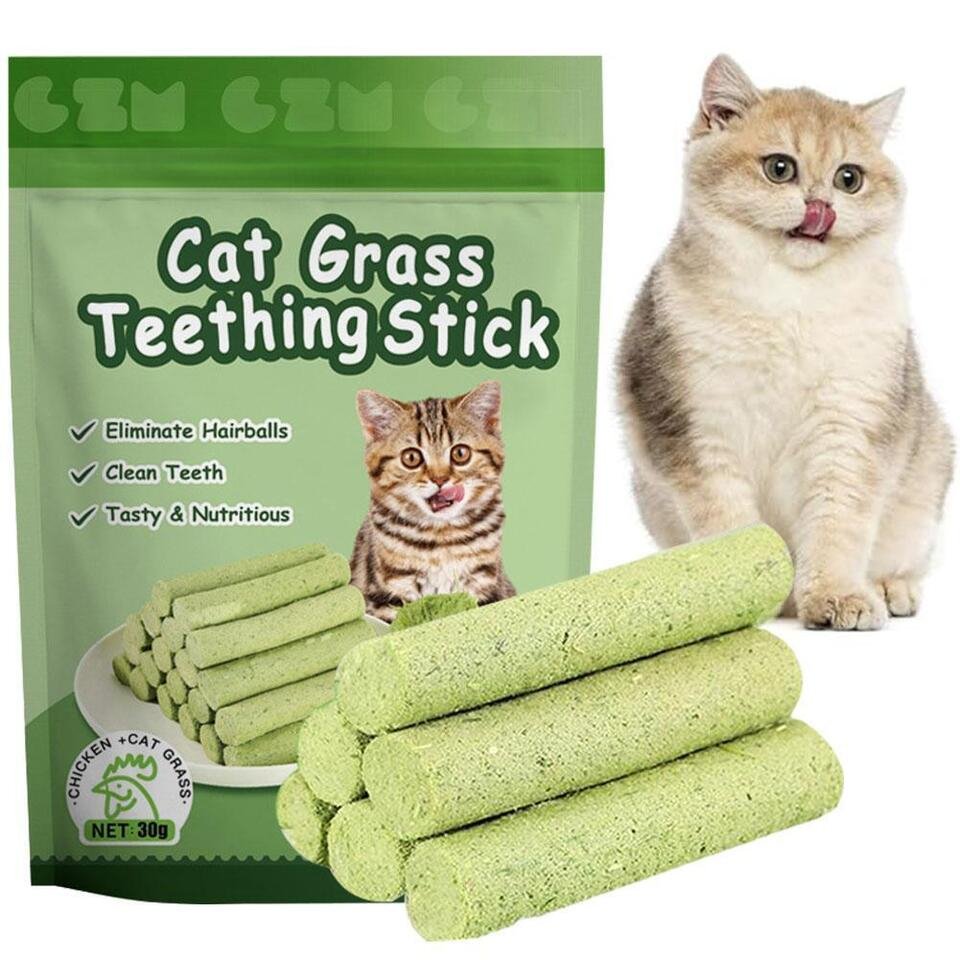 Natuurlijk Kattengras Kauwstick voor Gebit & Spijsvertering 6 Stuks Katten Speelgoed Tandverzorging Snack | Sansoti