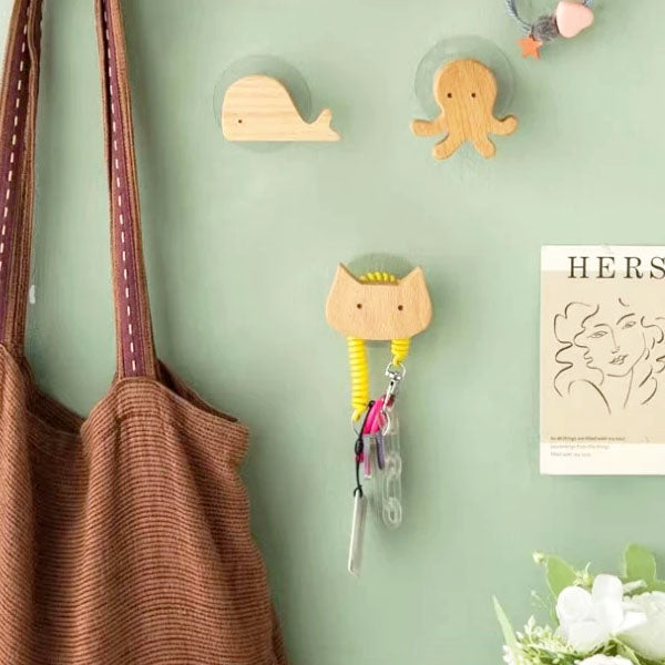 Wandhaken Hout Dieren Zelfklevend Kinderkamer Kapstokhaak Scandinavisch Design Kapstokhaakjes Muur Decoratie | Sansoti