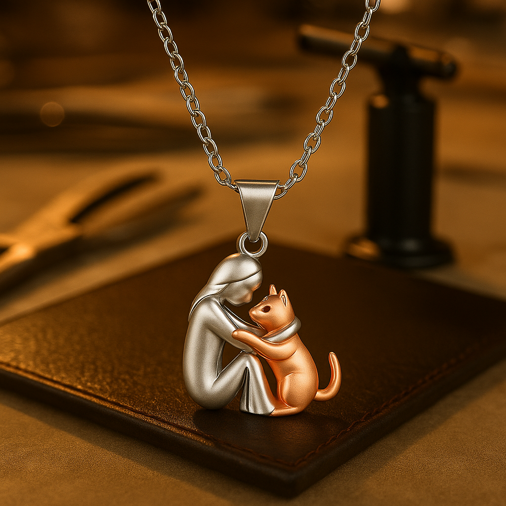 Knuffelige Omarming Ketting Symboliek Hond Kat Vrouw Man Goud Zwart Rosé | Sansoti