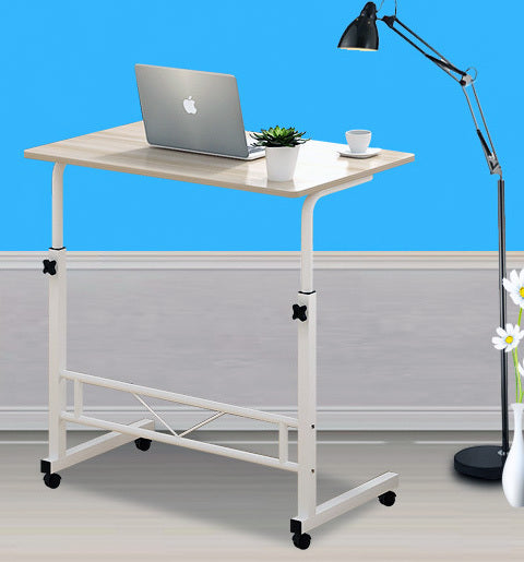 Verstelbare Laptoptafel Op Wielen Wit Staal Hout Hoogte Instelbaar Sofa Bijzettafel | Sansoti