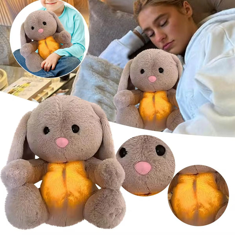 Knuffelkonijn pluche met licht en hartslaggeluid voor slapen en ontspanning comfort speelgoed | Sansoti