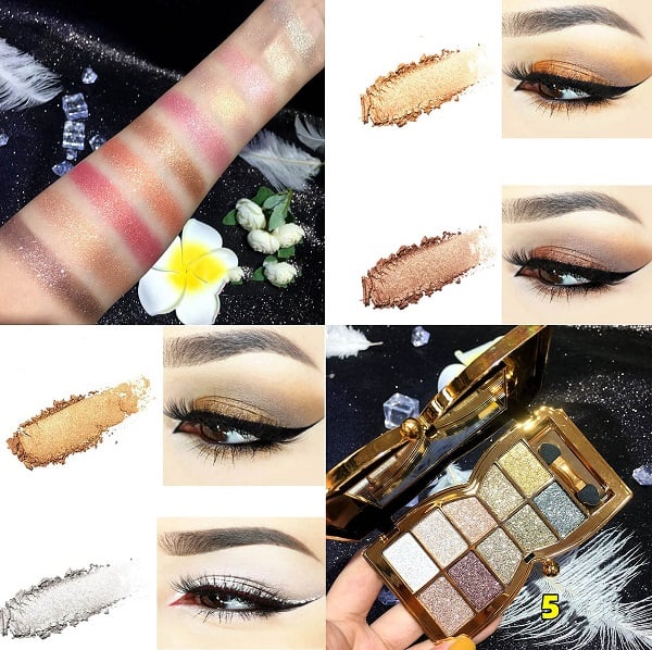 10-Kleurige Glitteroogschaduw Palet – Hoogglans Shimmer Poeder Make-up voor Glamoureuze Oogmake-up – Intense Pigmentatie | Sansoti