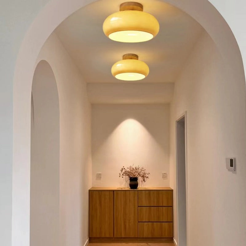Deckenleuchte Holz Glas Skandinavisch Warm Natur E27 LED Wohnzimmer Esszimmer Stimmungslicht | Restfield