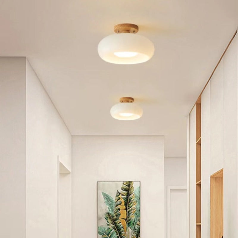 Deckenleuchte Holz Glas Skandinavisch Warm Natur E27 LED Wohnzimmer Esszimmer Stimmungslicht | Restfield