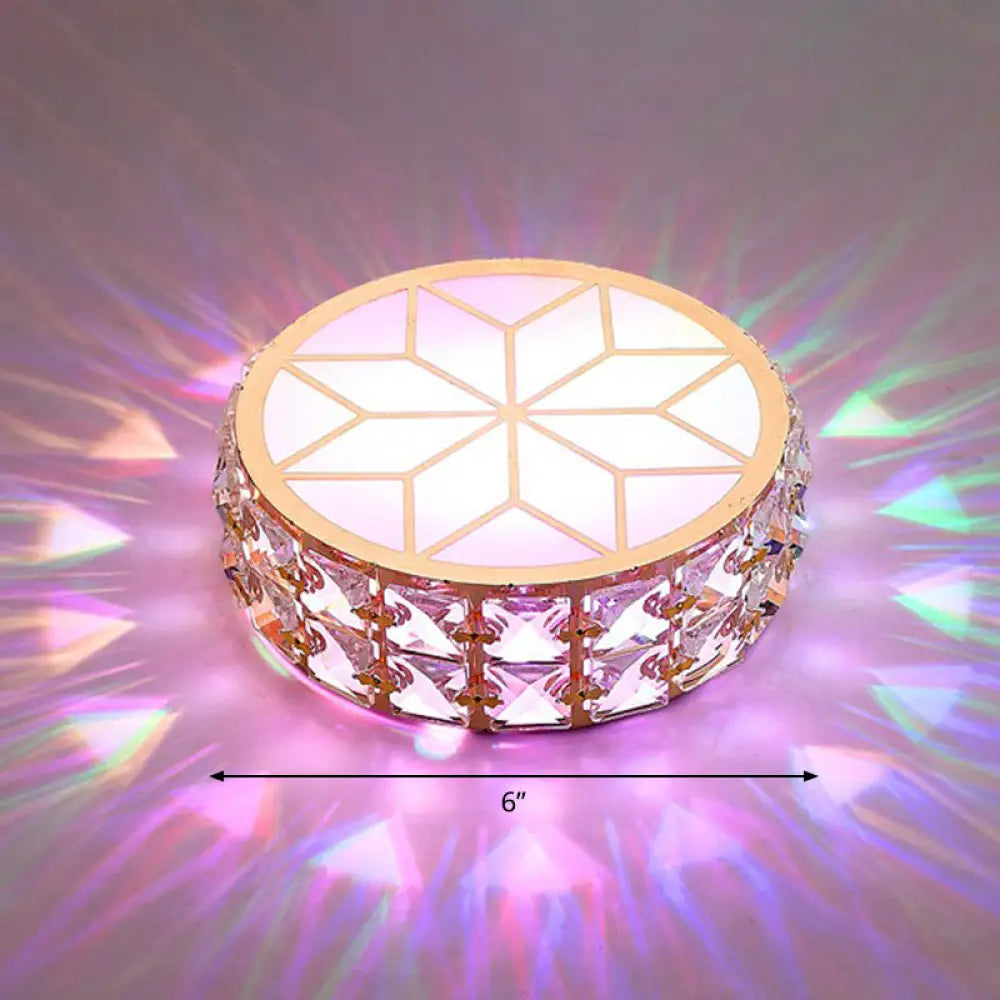 Runde Kristall-Deckenleuchte LED Einbauleuchte Champagnergold 15–20 cm Flur Diele Schlafzimmer moderne Luxusbeleuchtung | Sansoti