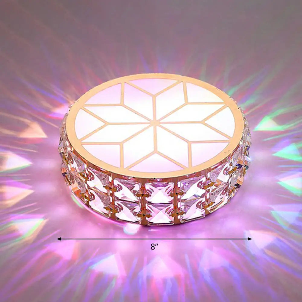 Runde Kristall-Deckenleuchte LED Einbauleuchte Champagnergold 15–20 cm Flur Diele Schlafzimmer moderne Luxusbeleuchtung | Sansoti