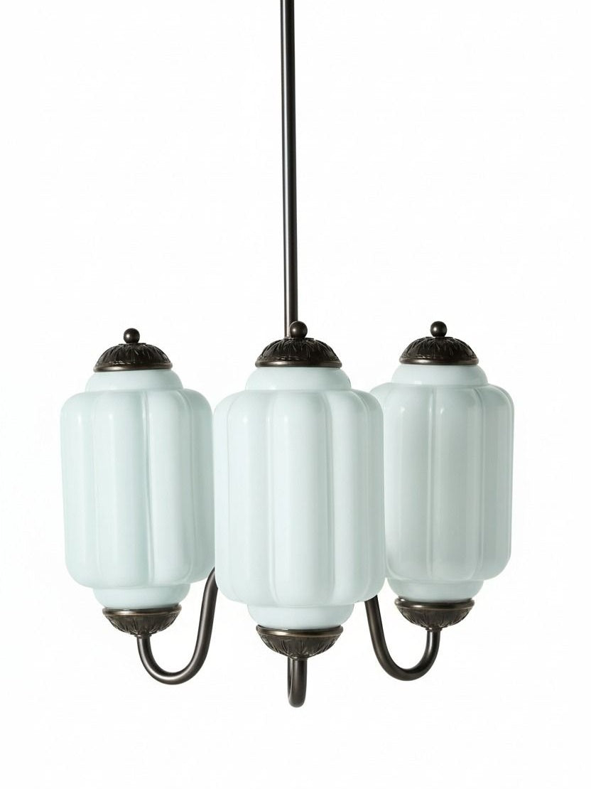 Melkglazen Kroonluchter Vintage Afwerking Tijdloze Elegantie Klassieke Verlichting voor Eetkamer Woonkamer | Sansoti