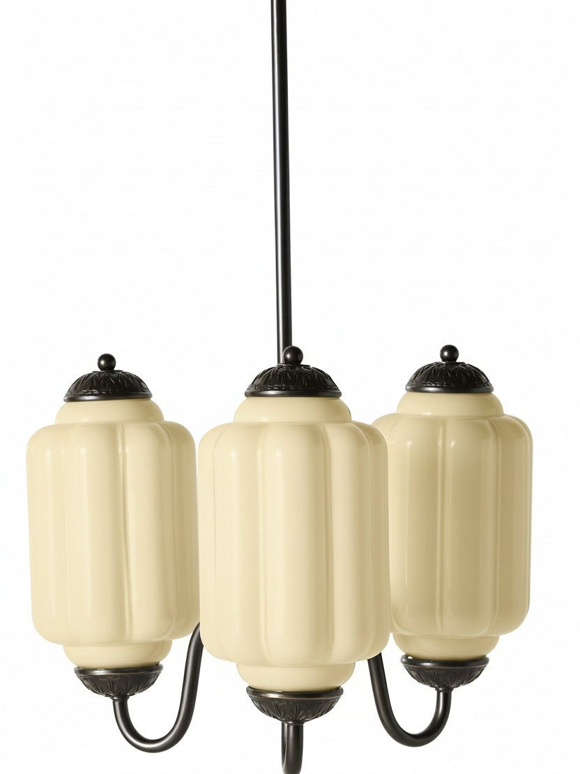 Melkglazen Kroonluchter Vintage Afwerking Tijdloze Elegantie Klassieke Verlichting voor Eetkamer Woonkamer | Sansoti