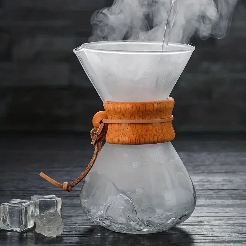 Glaskaffeekanne mit Pour-over-Filterset – handgemachter Kaffee – Barista-Qualität – 400 ml/600 ml/800 ml | Sansoti