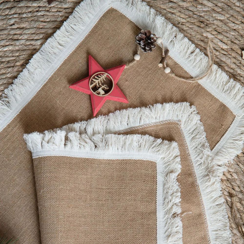 Tafelloper jute 30x180 cm beige eettafel decoratie rustiek boho tafellinnen tafel styling interieur | Sansoti
