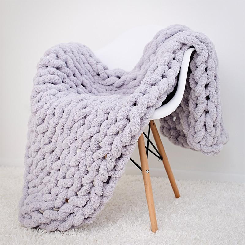 Chenille Gebreide Plaid Grof Gebreid Dikke Kabelstructuur Fleece Deken Zachte Woonplaid Bank Bed Decoratief | Sansoti