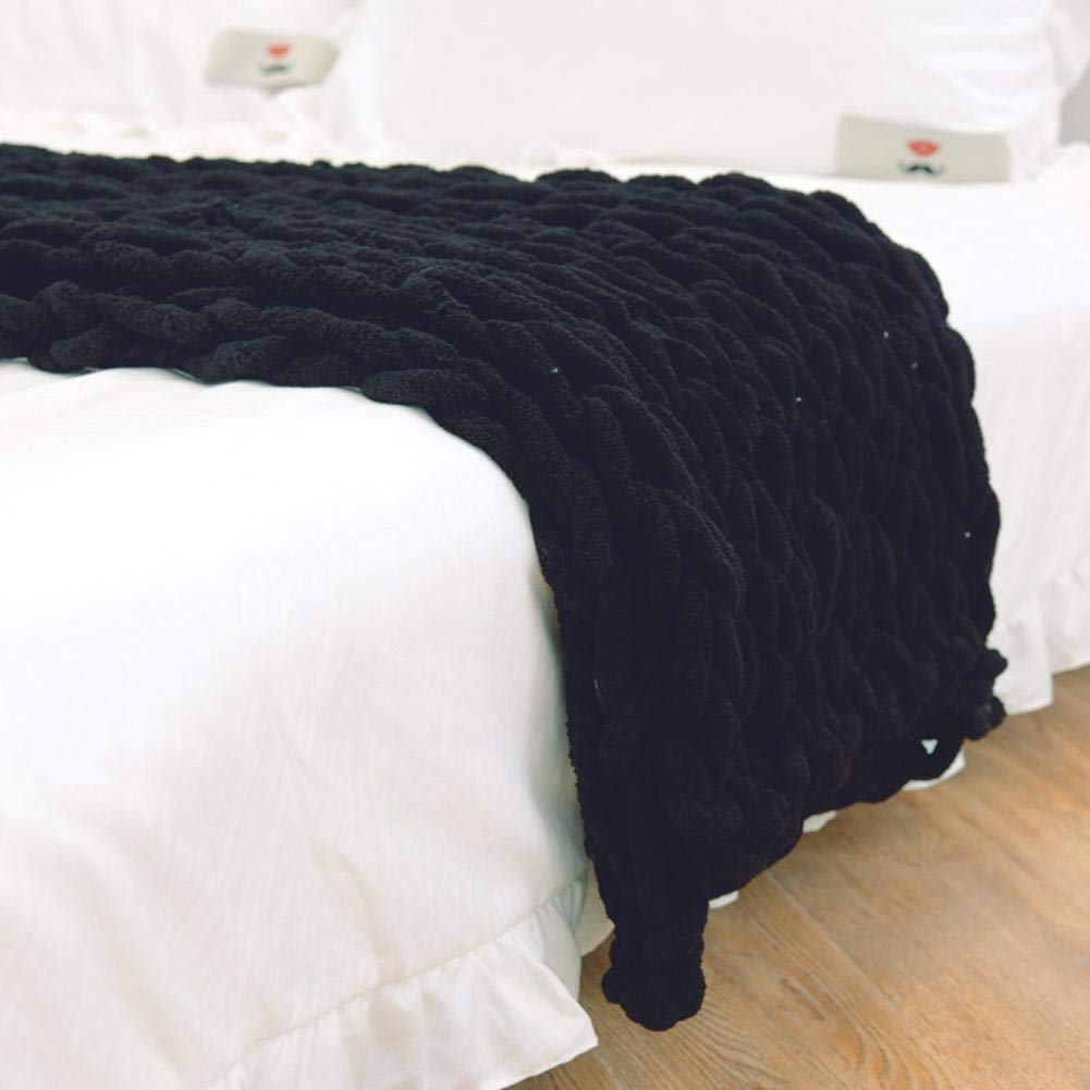 Chenille Gebreide Plaid Grof Gebreid Dikke Kabelstructuur Fleece Deken Zachte Woonplaid Bank Bed Decoratief | Sansoti