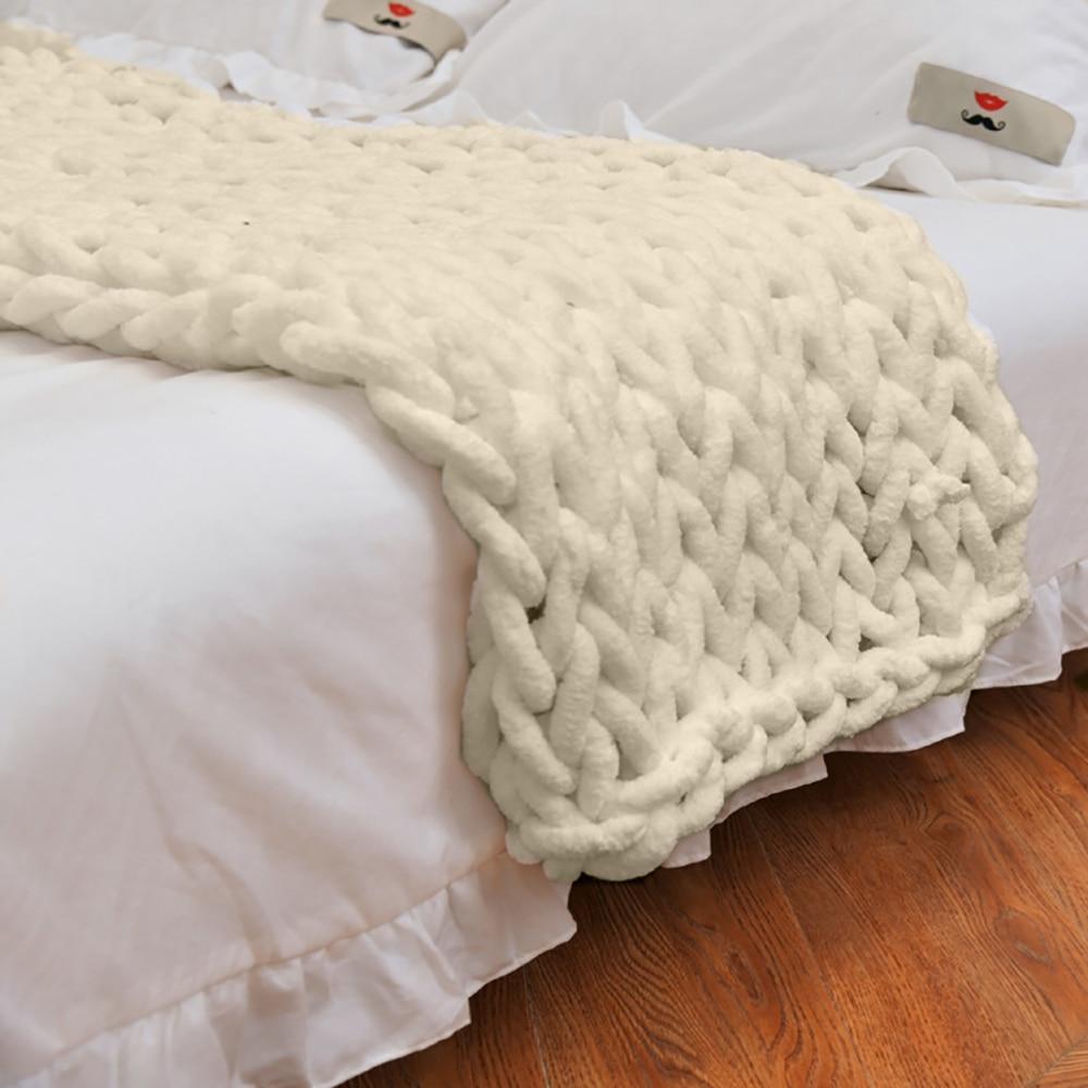 Chenille Gebreide Plaid Grof Gebreid Dikke Kabelstructuur Fleece Deken Zachte Woonplaid Bank Bed Decoratief | Sansoti