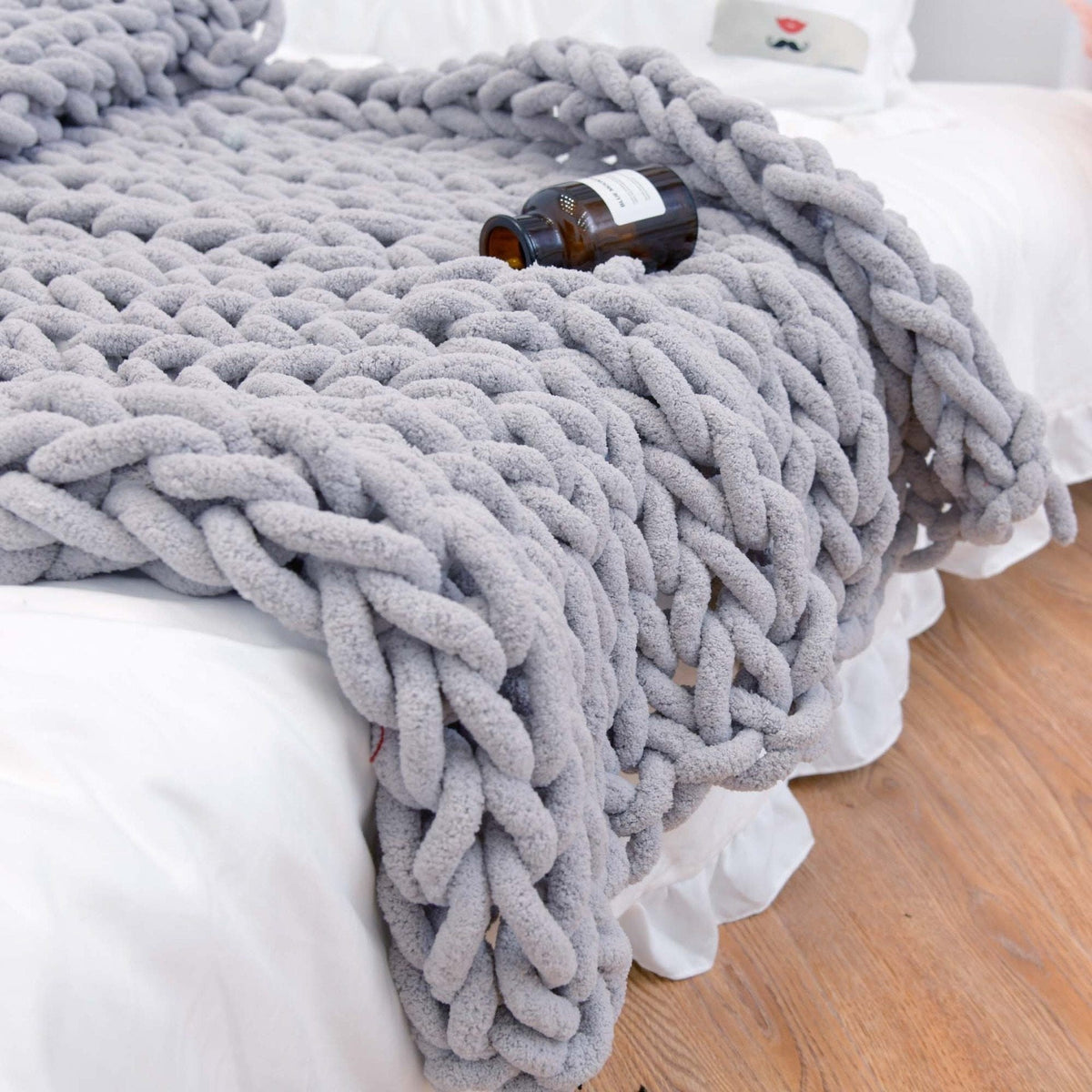 Chenille Gebreide Plaid Grof Gebreid Dikke Kabelstructuur Fleece Deken Zachte Woonplaid Bank Bed Decoratief | Sansoti