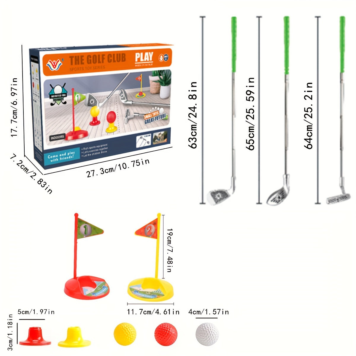 Verstelbare Golfset voor Kinderen 3-8 Jaar met Clubs Ballen Vlaggen Indoor Outdoor Spel Motoriek Ontwikkeling | Sansoti