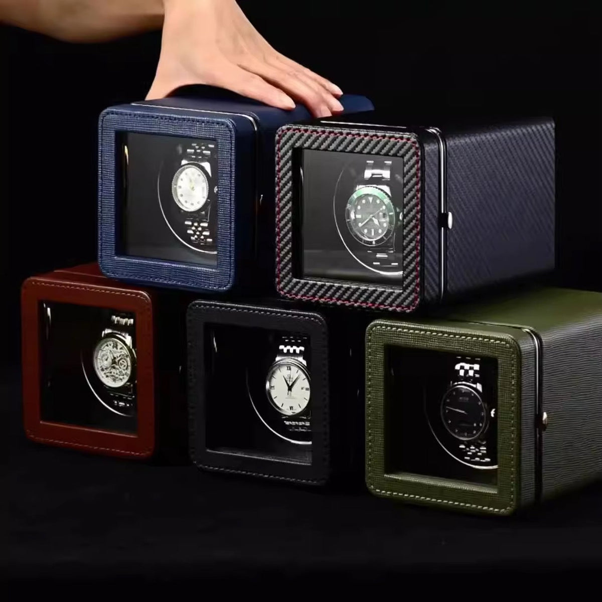 Automatic Watch Winder Box with Five Rotation Programs LED Lighting Watch Winder Luxury Display | Sansoti