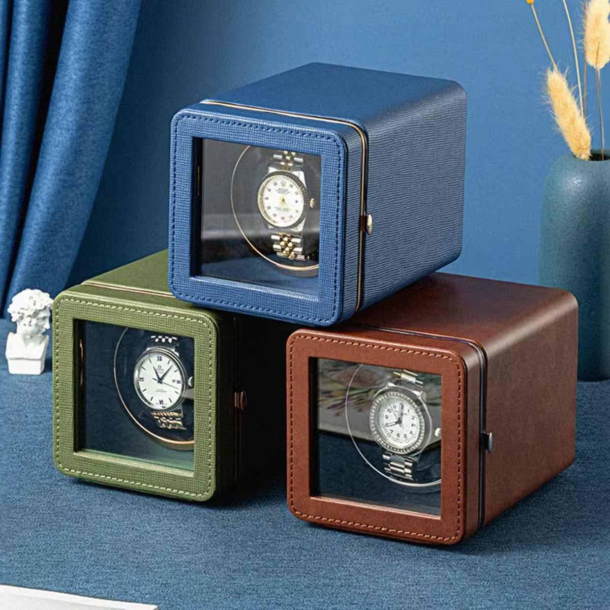 Automatic Watch Winder Box with Five Rotation Programs LED Lighting Watch Winder Luxury Display | Sansoti