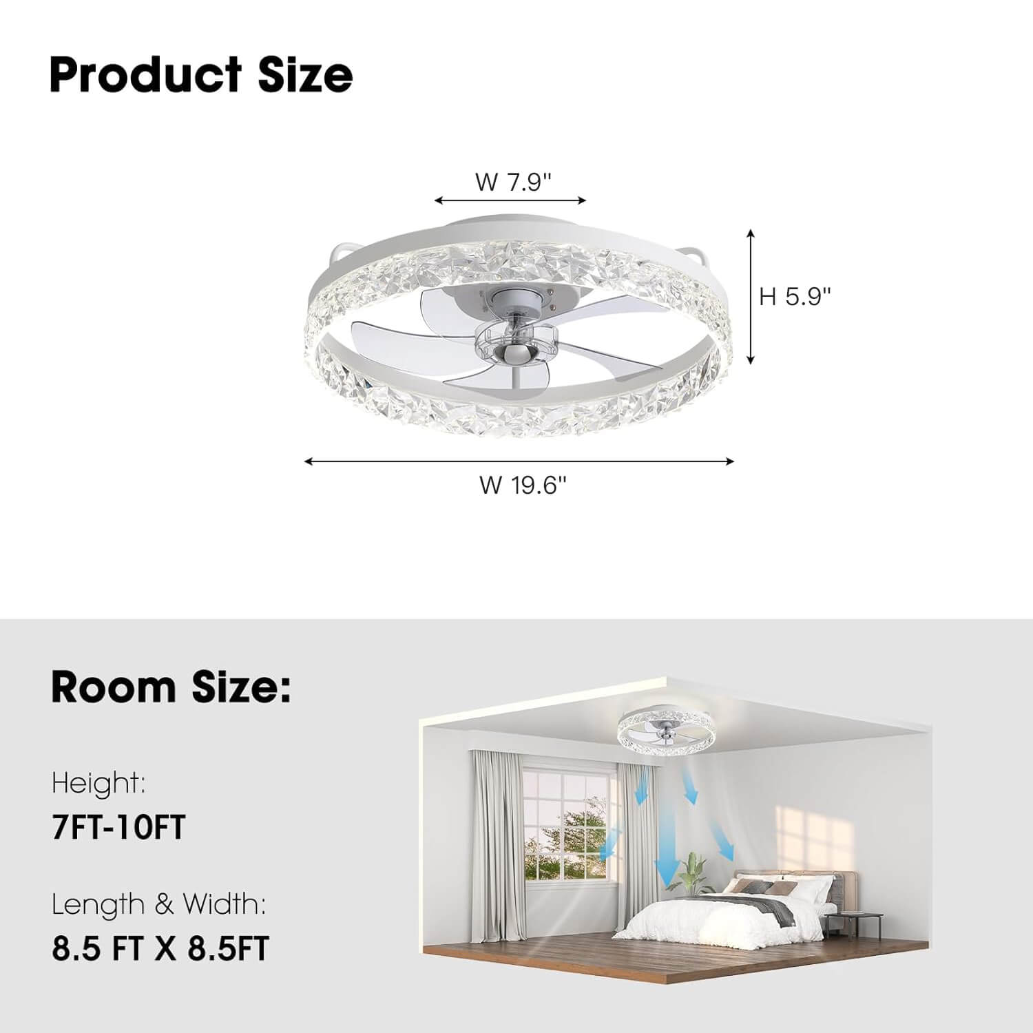 Deckenventilator mit Beleuchtung Rund LED Dimmbar Fernbedienung Schwarz Gold Weiß Modern | Restfield