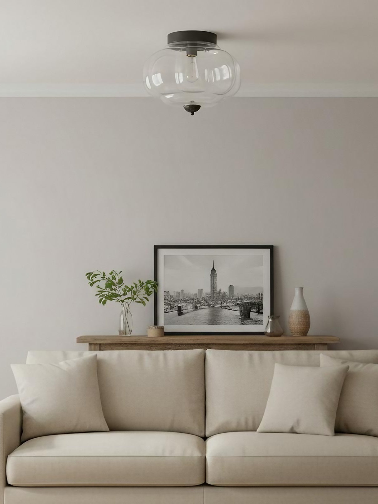 Retro Plafondlamp met Melkglazen Kap – Verfijnde Semi-Flush Mount Verlichting voor Moderne Interieurs | Sansoti