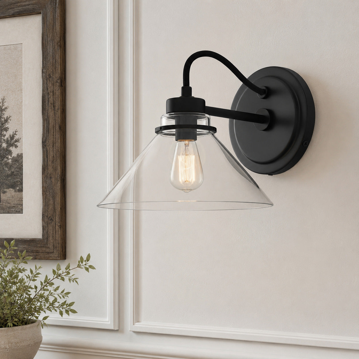 Globe Wandlamp met Gebogen Arm – Moderne Industriële Verlichting voor Badkamer, Slaapkamer en Gang | Sansoti