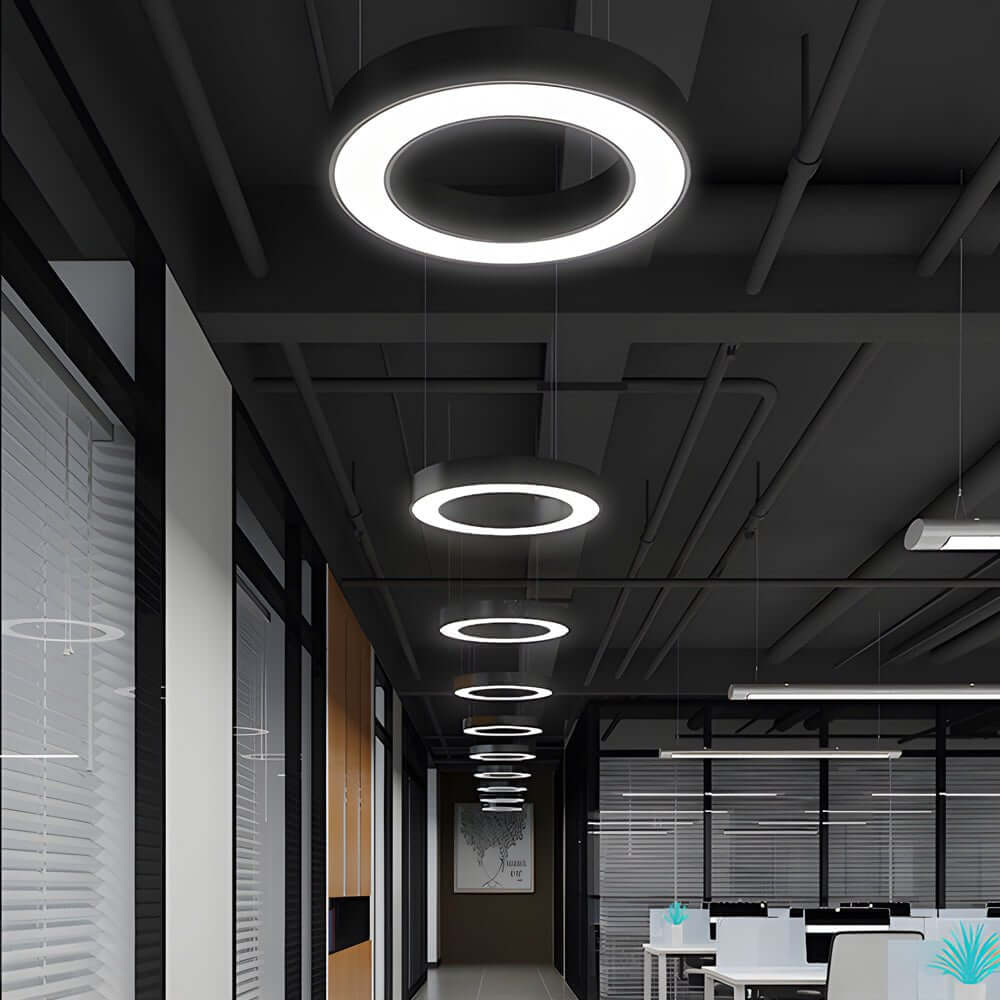 Industrielle LED-Ring-Pendelleuchte 6000K mit IP42 und Acryldiffusor | Restfield