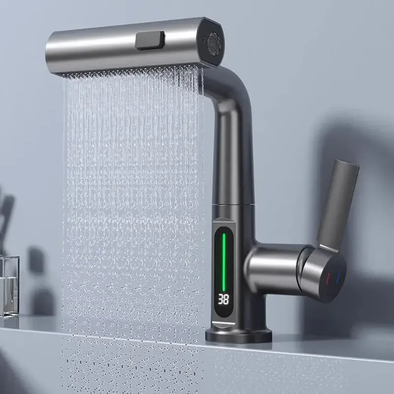 Keukenkraan Digitaal Display Temperatuurregeling Uittrekbaar RVS Messing Modern Keuken | Sansoti