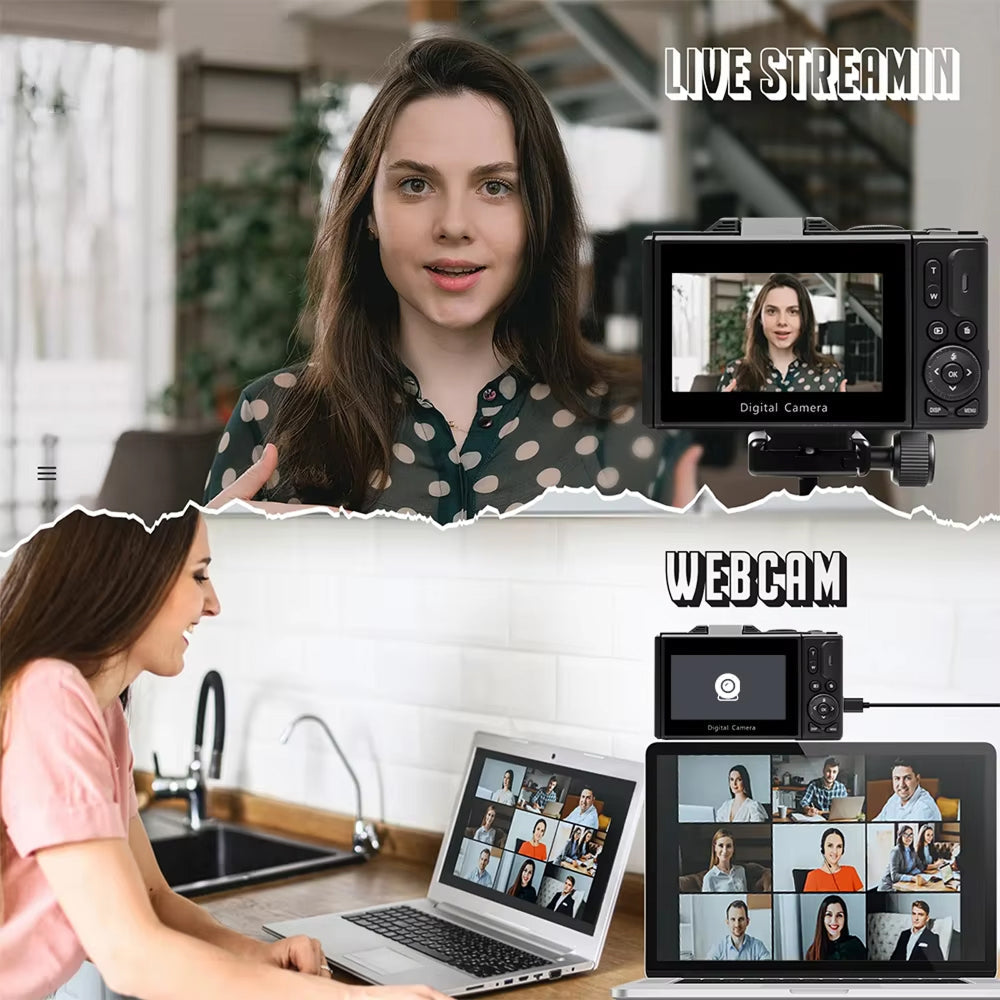 Caméra vlog numérique 4K Ultra HD 48MP avec zoom 18X, écran orientable et WiFi, pour la création de contenu et la vidéographie | Sansoti