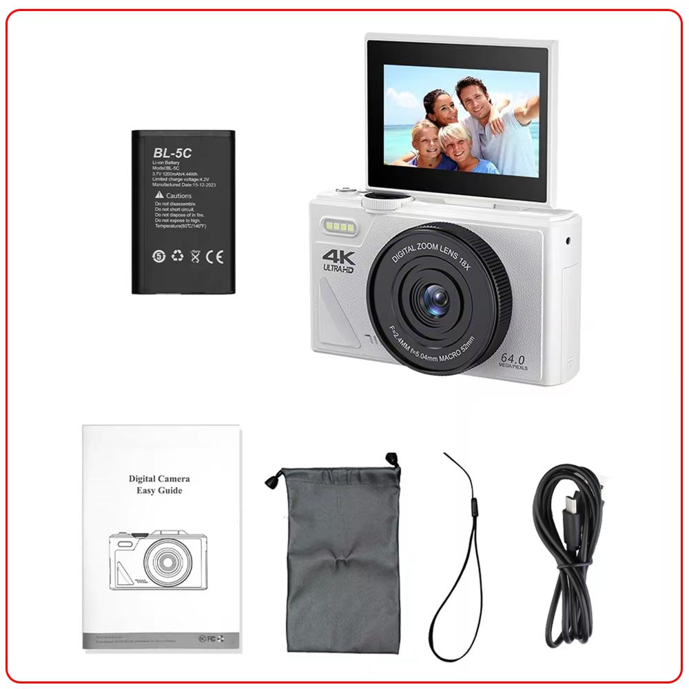 Caméra vlog numérique 4K Ultra HD 48MP avec zoom 18X, écran orientable et WiFi, pour la création de contenu et la vidéographie | Sansoti