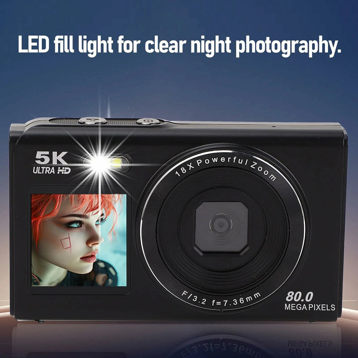 Digital Camera Dual Screen 80MP 5K Video 18x Zoom Vlog Photography Selfie WiFi Compact Travel Photography | Sansoti