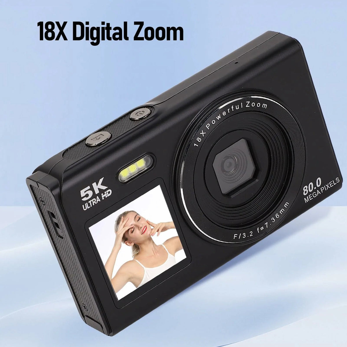 Digital Camera Dual Screen 80MP 5K Video 18x Zoom Vlog Photography Selfie WiFi Compact Travel Photography | Sansoti