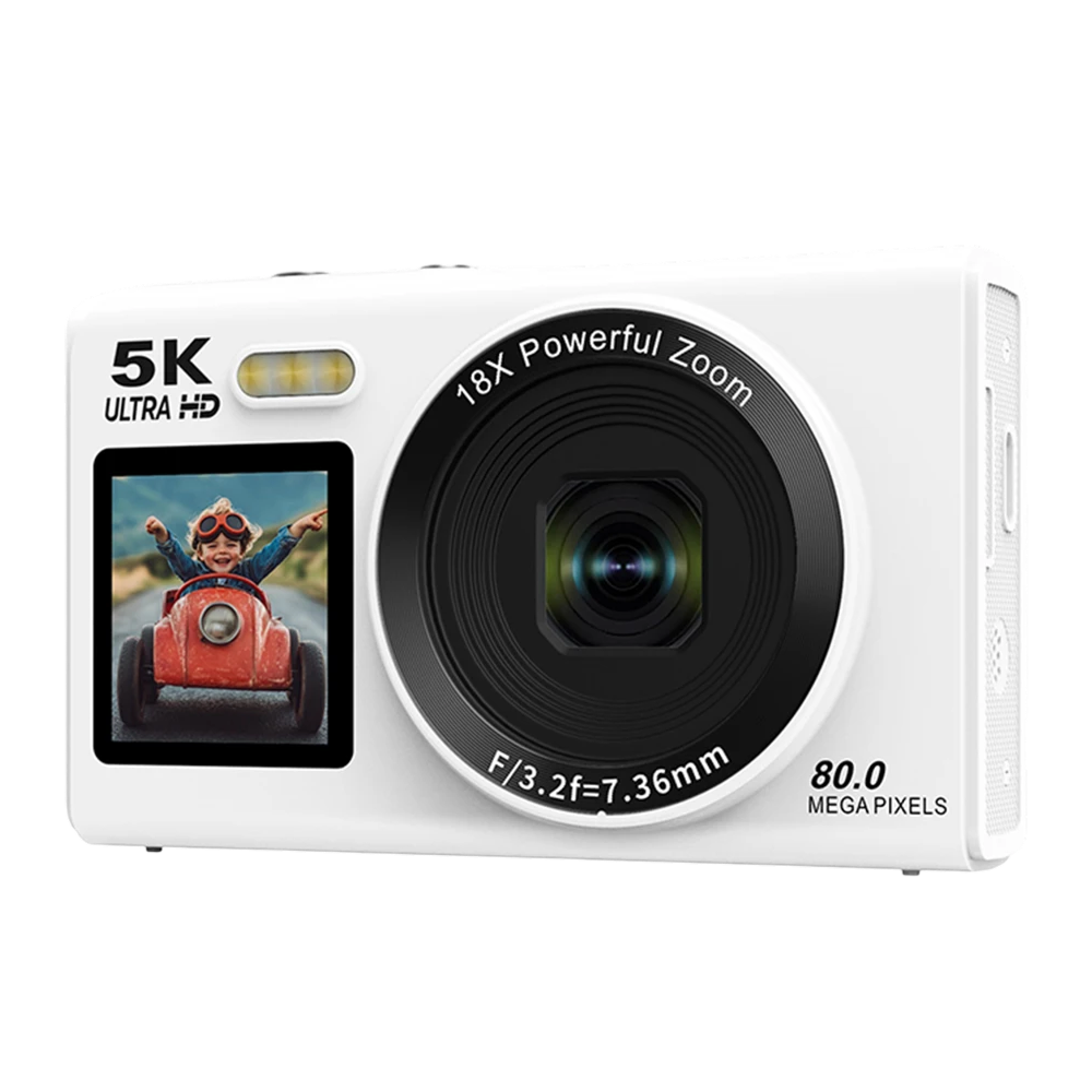 Digital Camera Dual Screen 80MP 5K Video 18x Zoom Vlog Photography Selfie WiFi Compact Travel Photography | Sansoti