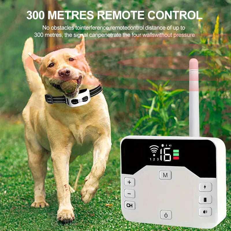 Draadloze Omheiningshalter & Trainingsband 2-in-1 – Waterbestendig & Oplaadbaar Hondentrainingsysteem met 300 Meter Bereik | Sansoti