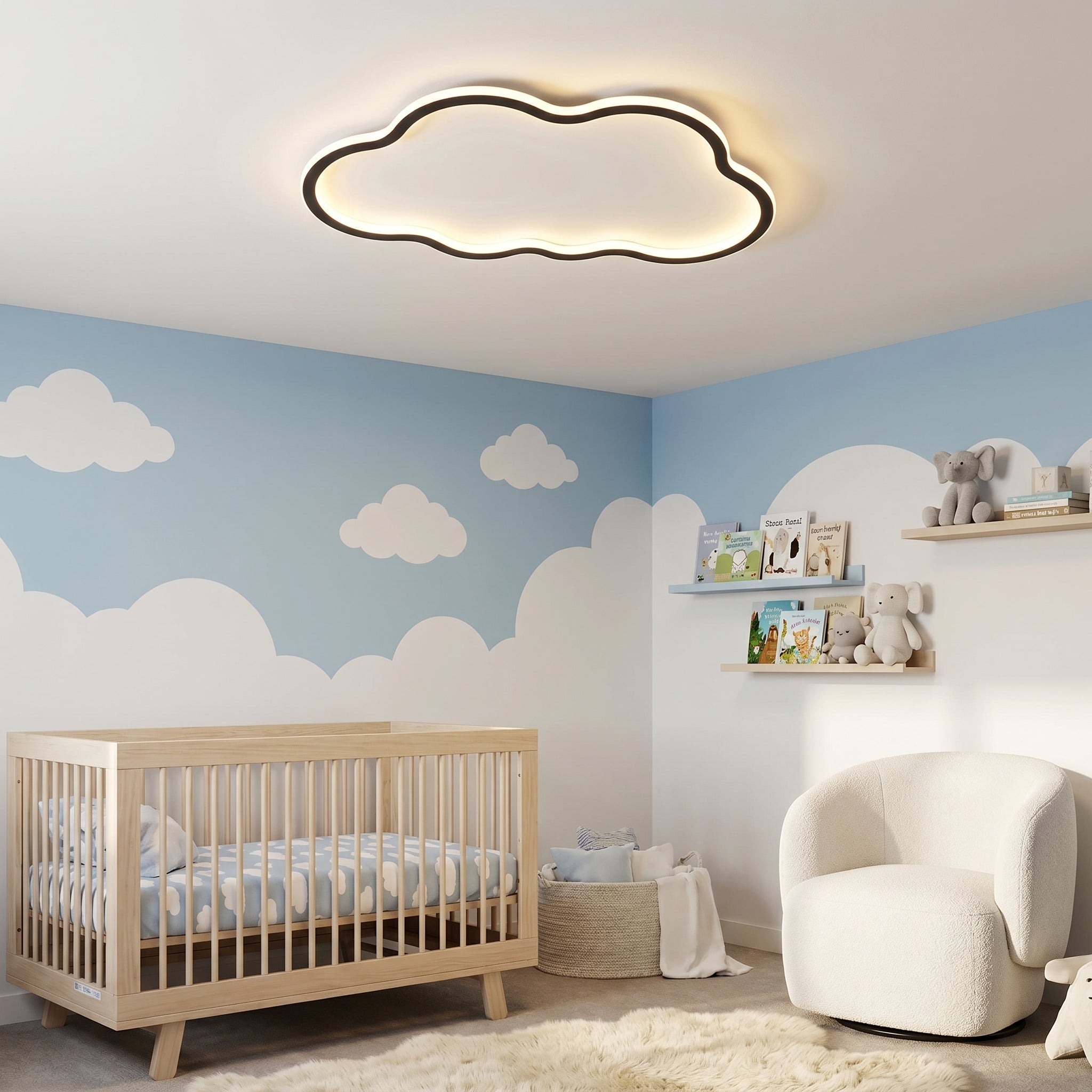 Plafonnier LED en forme de nuage E27 Aluminium PVC Design scandinave Intérieur moderne Salon Chambre d’enfant | Sansoti