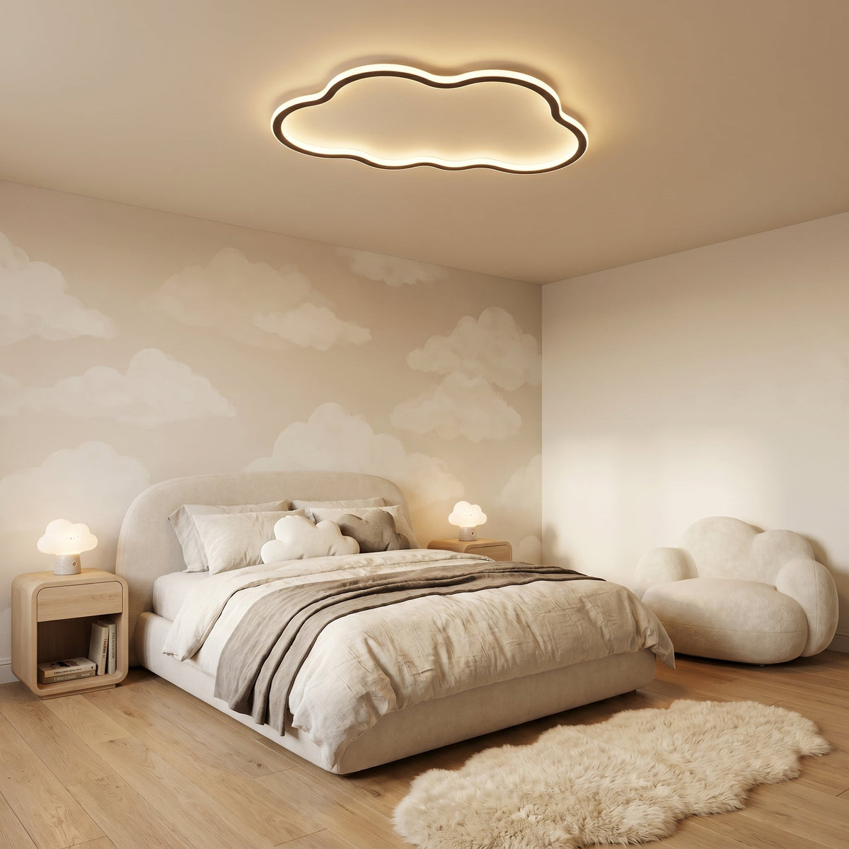 Plafonnier LED en forme de nuage E27 Aluminium PVC Design scandinave Intérieur moderne Salon Chambre d’enfant | Sansoti