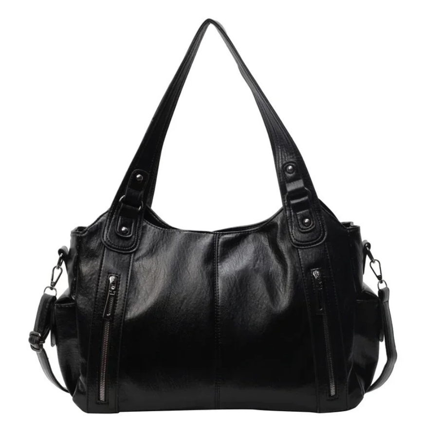 Women's Shoulder Bag with Spacious Interior Pockets Cognac Black Espresso Work Laptop Casual Travel Everyday | Sansoti
