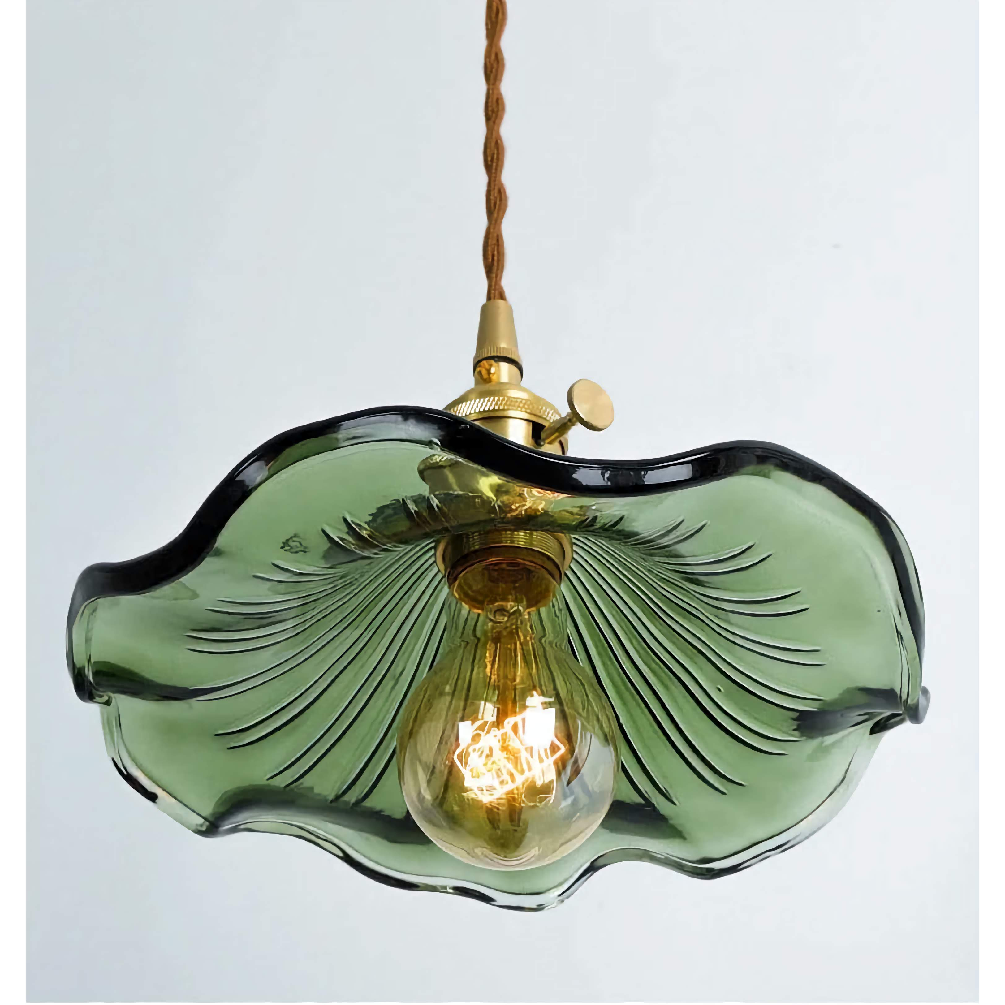 Hanglamp Glas E27 Groen Transparant Oranje Ø25cm Woonkamer Keuken Eetkamer Vintage Art Nouveau Sfeerlamp | Sansoti