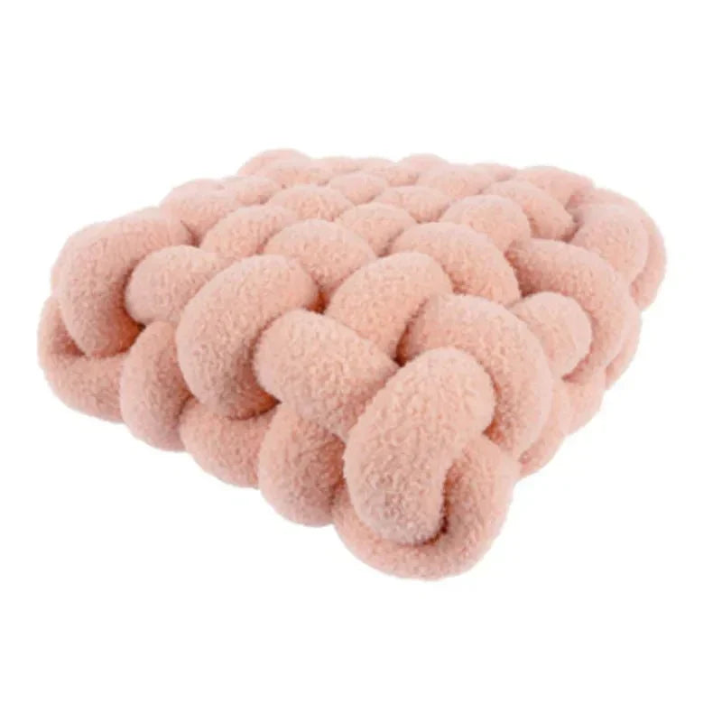 Coussin décoratif noué en coton pelucheux doux | Coussin d’assise décoratif au design scandinave pour le salon et la chambre | Sansoti
